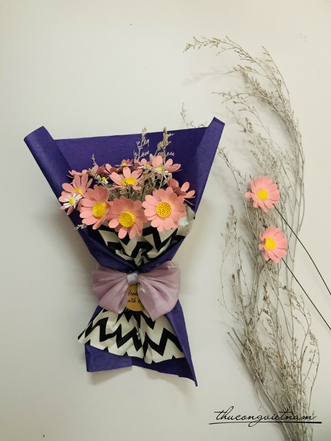 Bó hoa cúc họa mi màu hồng (16*25cm)