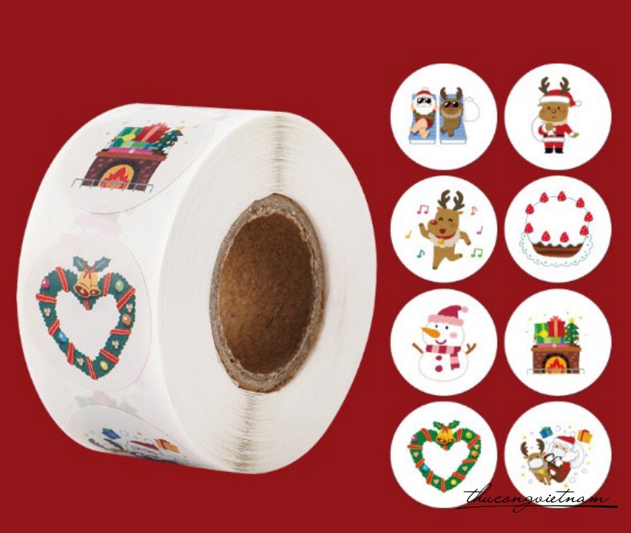 Sticker tròn Giáng Sinh (500 tem) - Mẫu 2