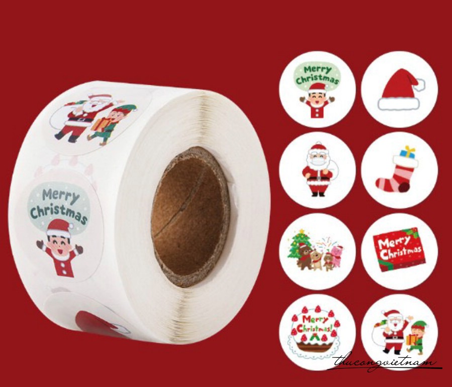 Sticker tròn Giáng Sinh (500 tem) - Mẫu 3