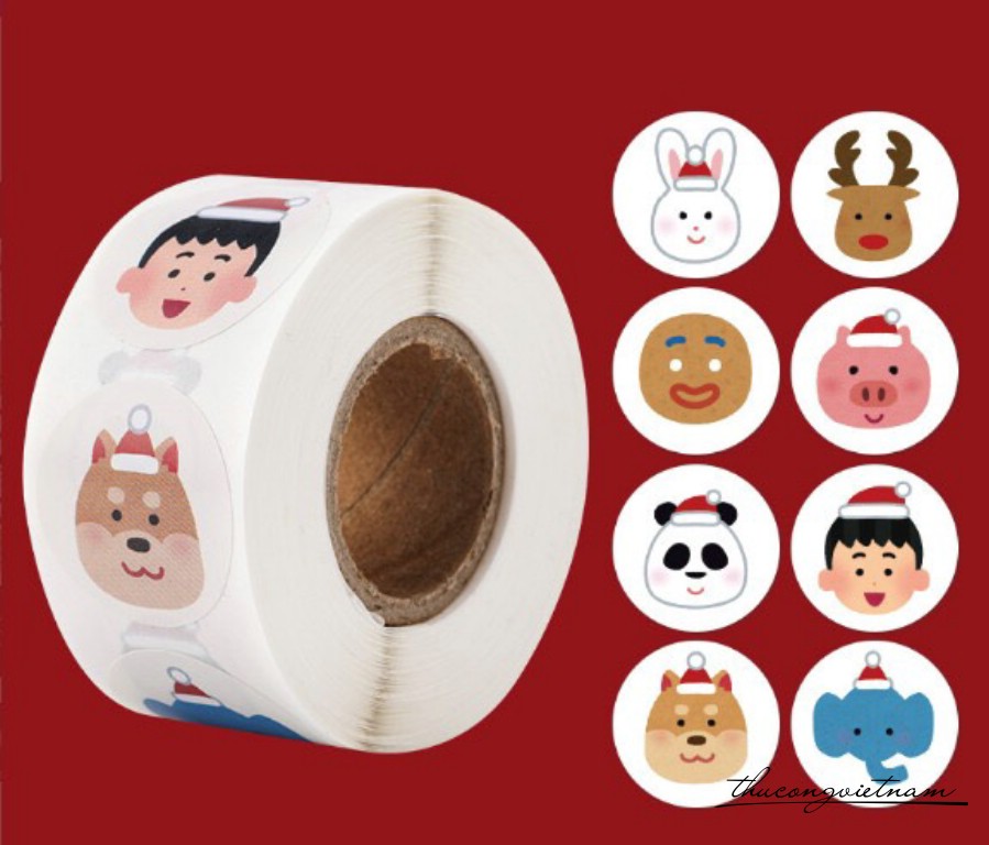 Sticker tròn Giáng Sinh (500 tem) - Mẫu 4