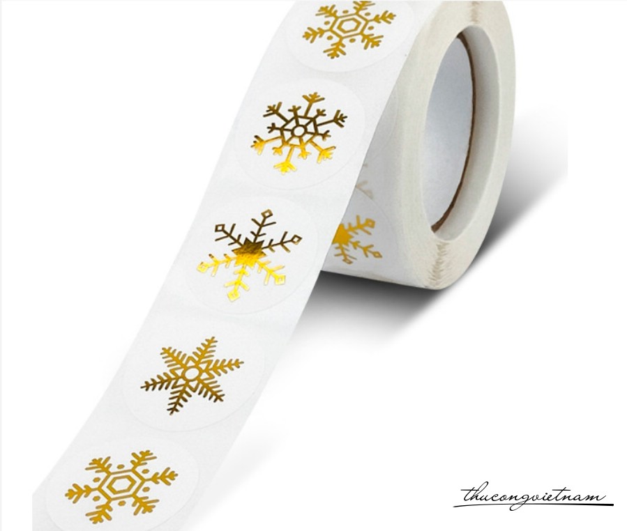 Sticker tròn Giáng Sinh (500 tem) - Bông tuyết