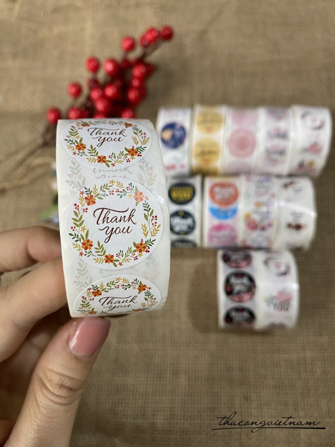 Sticker tròn Thank You (500 tem) - Mẫu 1