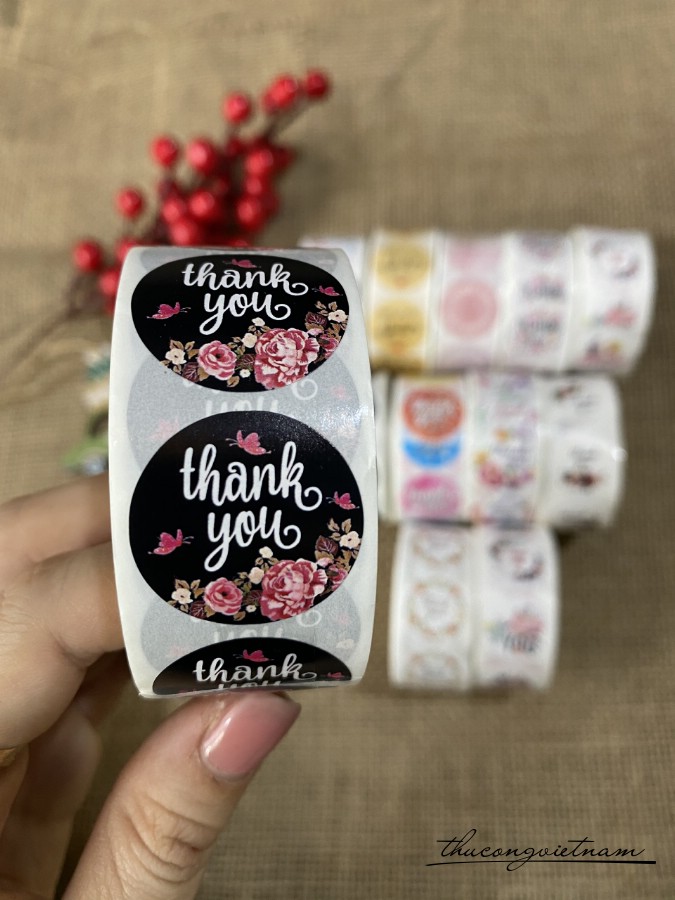 Sticker tròn Thank You (500 tem) - Mẫu 2