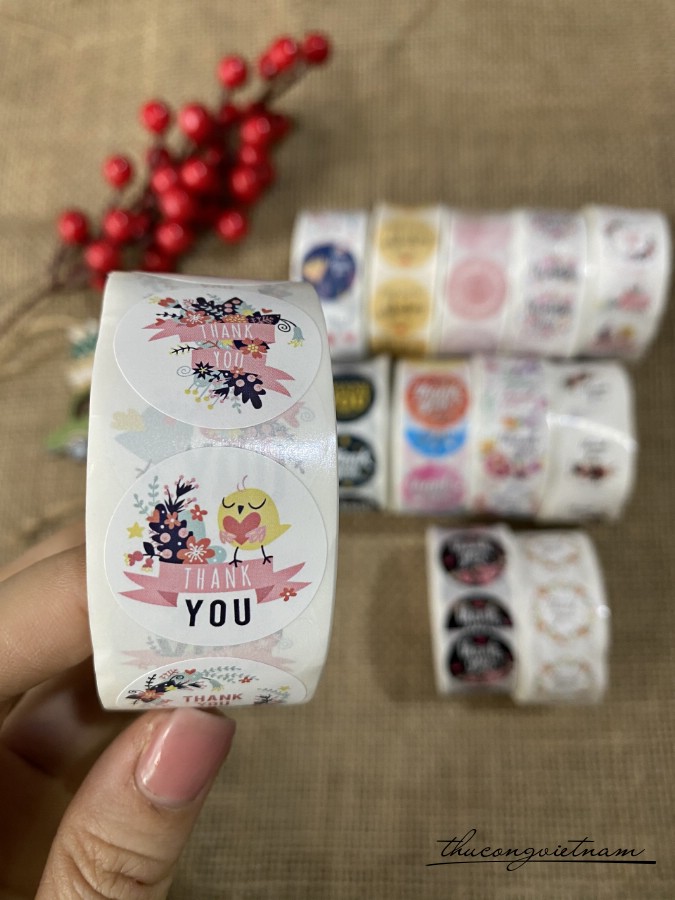 Sticker tròn Thank You (500 tem) - Mẫu 3