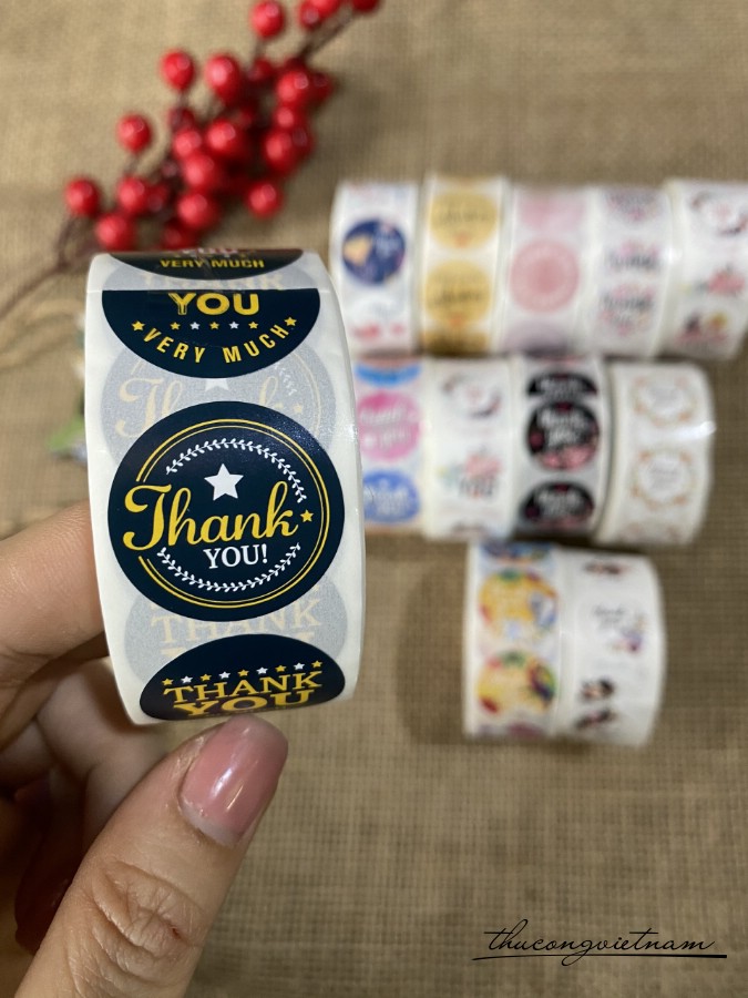 Sticker tròn Thank You (500 tem) - Mẫu 4