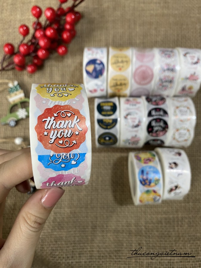 Sticker tròn Thank You (500 tem) - Mẫu 5