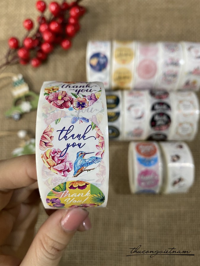 Sticker tròn Thank You (500 tem) - Mẫu 6
