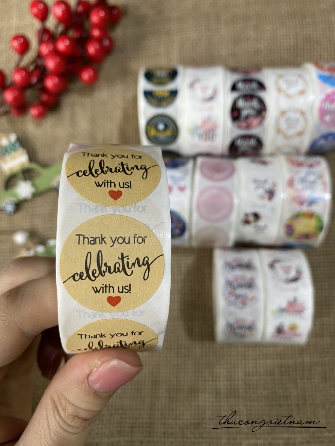 Sticker tròn Thank You (500 tem) - Mẫu 9