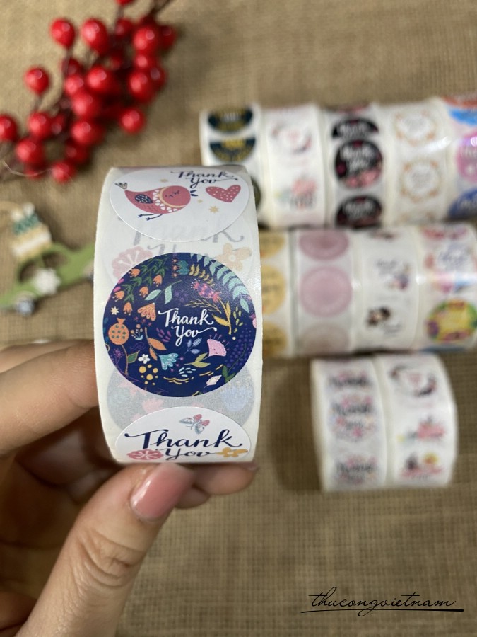 Sticker tròn Thank You (500 tem) - Mẫu 10