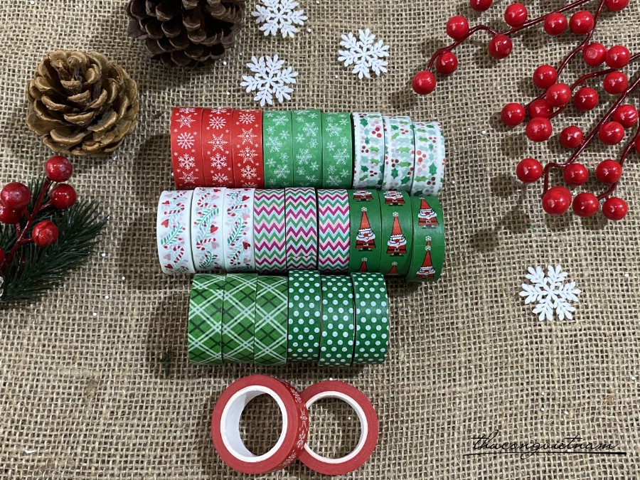 Set 8 cuộn Băng keo trang trí Giáng Sinh (1.5cm*10m)
