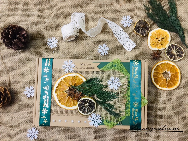 Hộp quà kraft vintage phong cách Giáng Sinh (25.5x16x4cm) - Mẫu 2