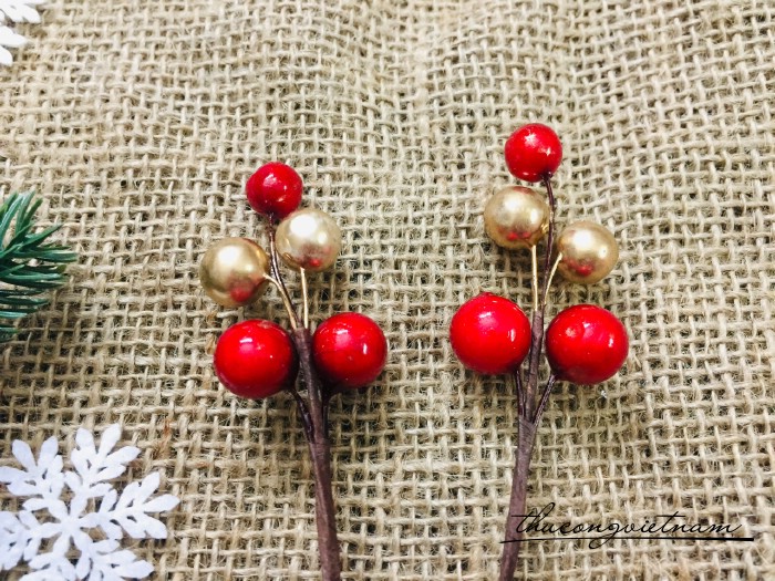 Cành cherry đỏ vàng 12cm