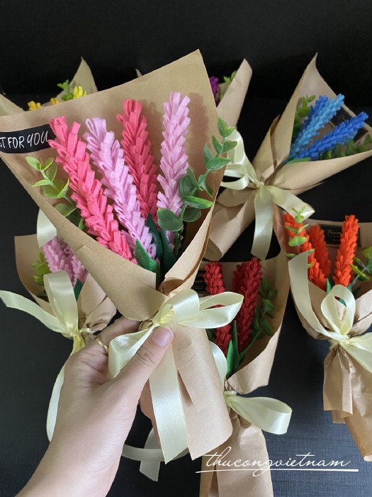 Bó hoa lavender nhỏ 4 bông tông hồng