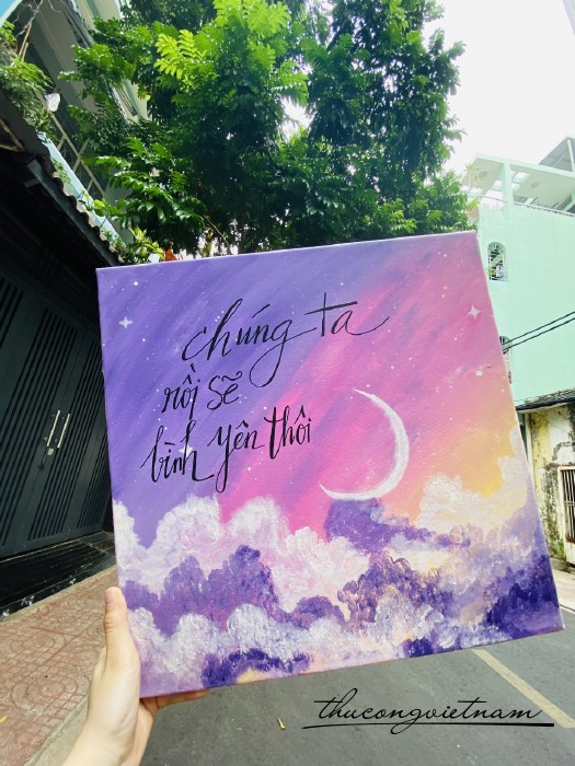 Khung tranh vải bố thông điệp 50x50cm - M2