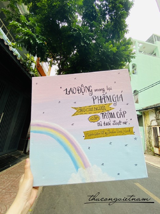 Khung tranh vải bố thông điệp 50x50cm - M5