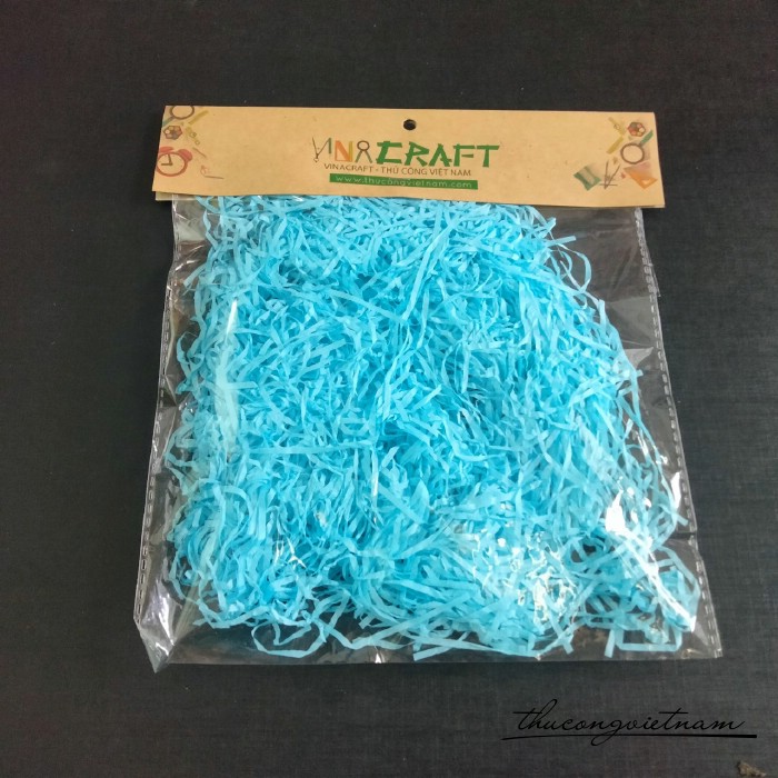 Giấy rơm lót hộp quà màu xanh biển 10g