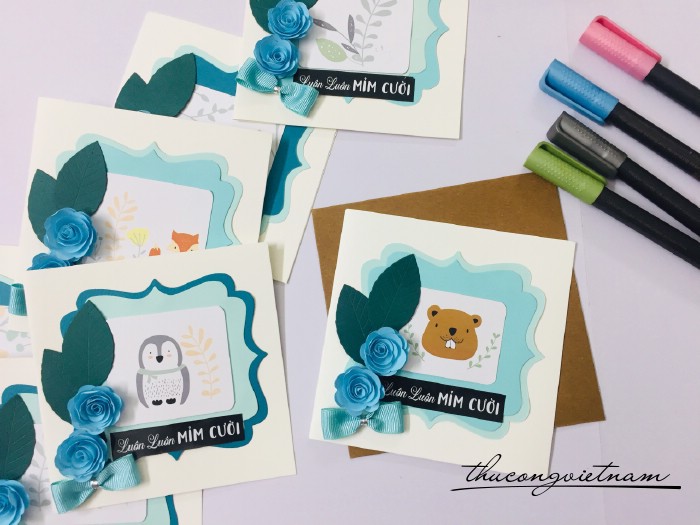 Thiệp tag 2 hoa 13x13cm