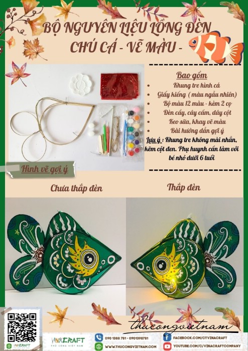Bộ kit vẽ lồng đèn thú hình cá (20-30cm)