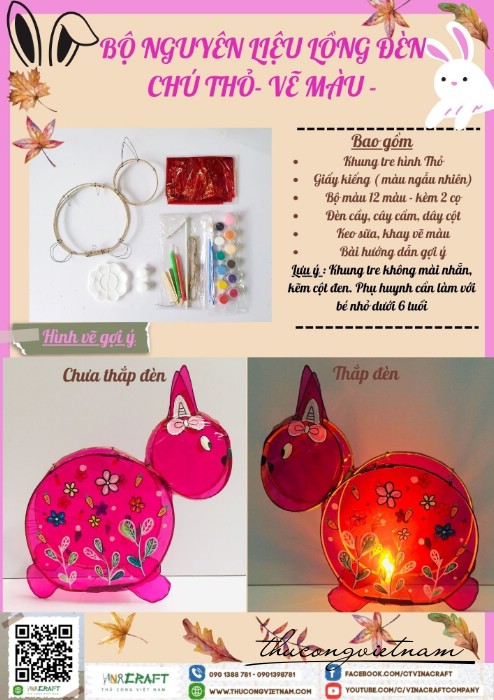 Bộ kit vẽ lồng đèn thú hình thỏ (20-30cm)