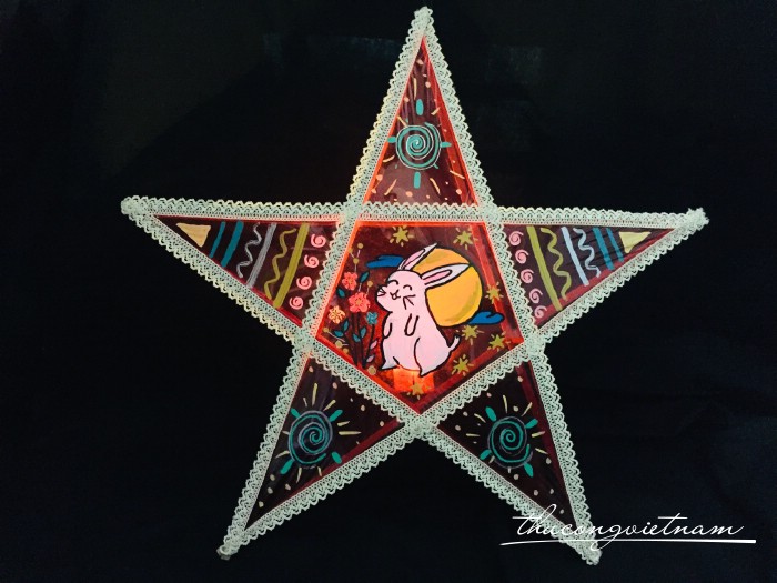 Lồng Đèn Ngôi Sao Giấy Kiếng - Mẫu Thỏ Ngọc (50cm)