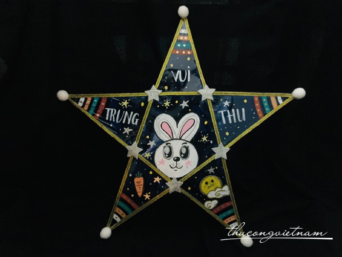 Lồng Đèn Ngôi Sao Giấy Kiếng - Mẫu Thỏ Vui Trung Thu (50cm)