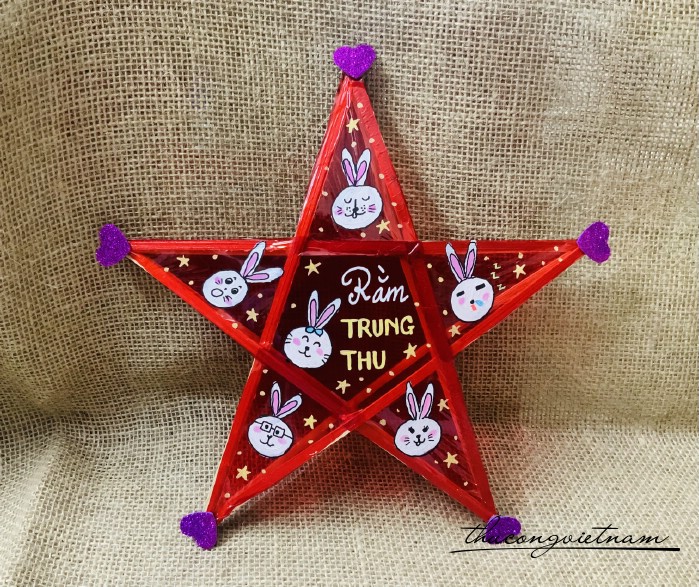 Lồng Đèn Ngôi Sao Giấy Kiếng - Mẫu Rằm Trung Thu (30cm)