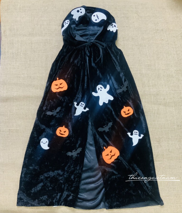 Áo choàng Halloween -  Đen vải nhung