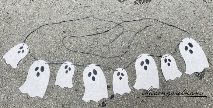 Dây cờ Halloween vải nỉ - Ma trắng lớn nhỏ
