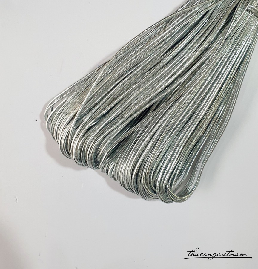 Dây thun kim tuyến bạc 2mm (1 bó 110m)