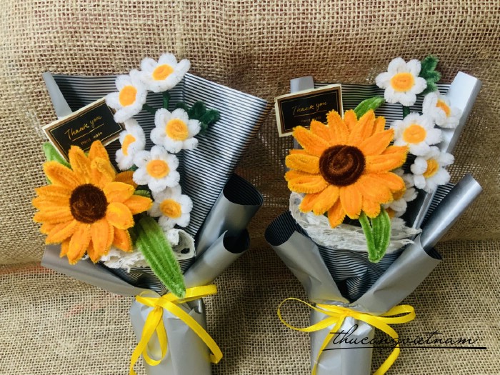 Bó hoa hướng dương kẽm nhung 15*30cm