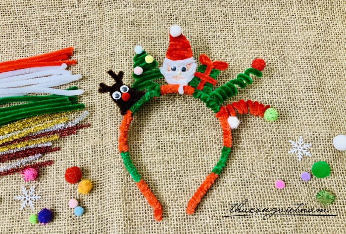 Băng đô kẽm nhung Giáng Sinh (17*22cm) - Tuần lộc và Ông già Noel