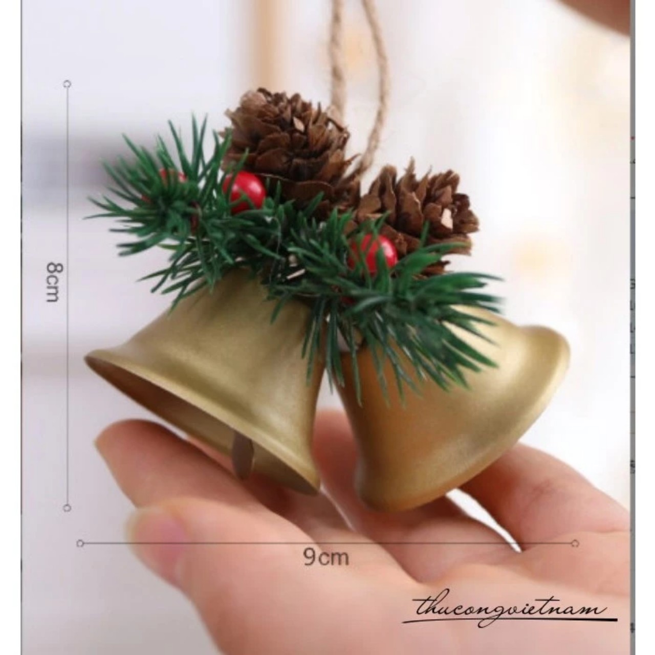 Chuông đôi Giáng Sinh màu vàng 8*9cm (19g)