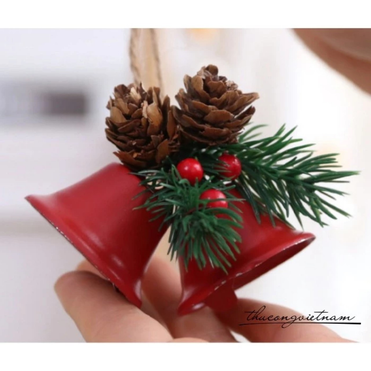 Chuông đôi Giáng Sinh màu đỏ 8*9cm (19g)