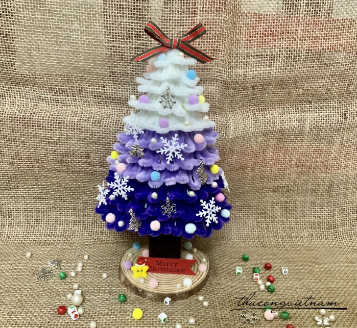 Cây thông Noel kẽm nhung Handmade (30-32cm) mix tím