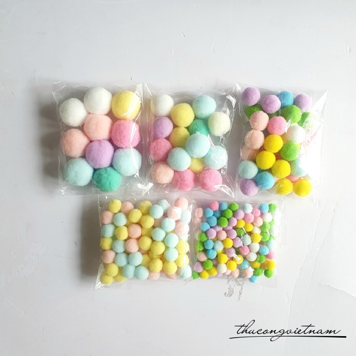 Bông bi,pompom tông Pastel