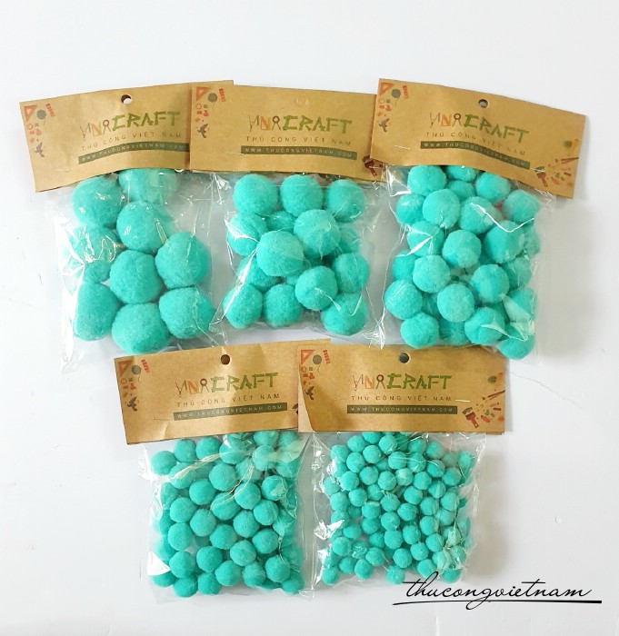 Bông bi,pompom tông Xanh mint