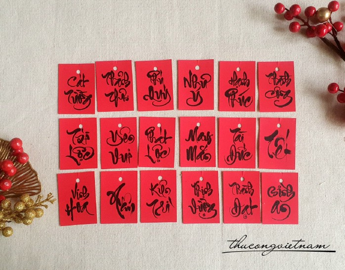 Bộ Chữ thư pháp 18 cái (5*7cm)
