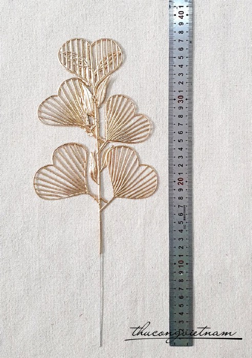 Nhành 5 tim phủ nhũ vàng 38cm