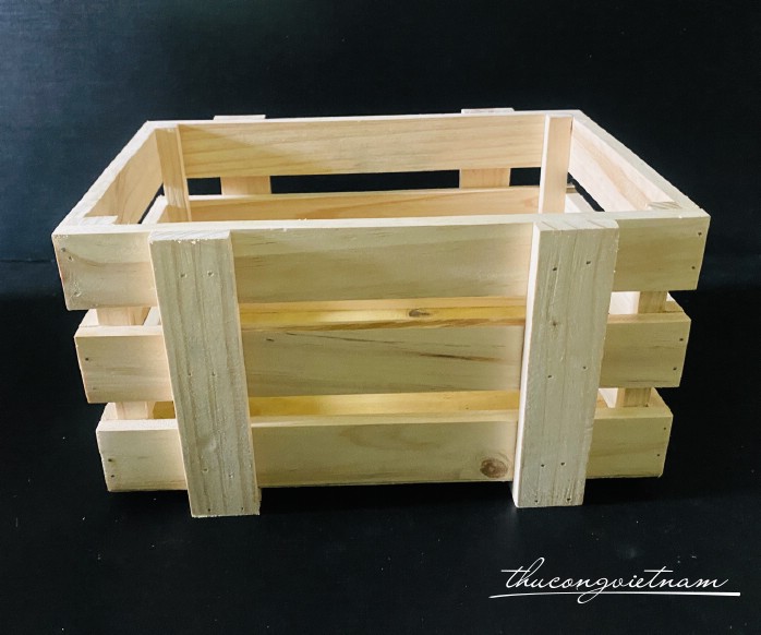 Hộp pallet decor phong cách handmade màu kem (30*25*15cm)