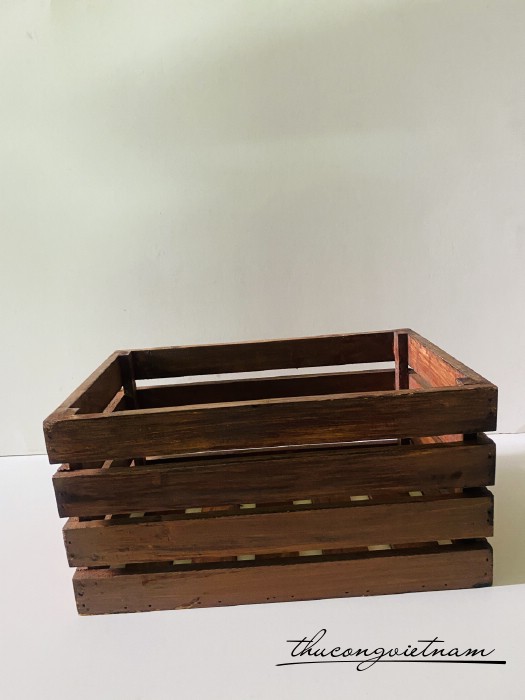 Hộp pallet decor phong cách handmade màu nâu (30*25*15cm)