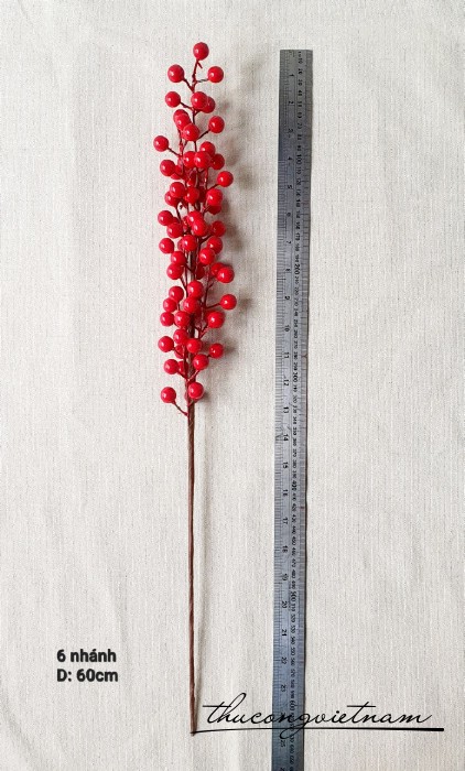 Cành đông đào trang trí Tết 6 nhánh 60cm