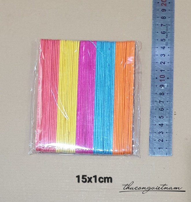 Que kem gỗ màu 15x1cm (50 que)