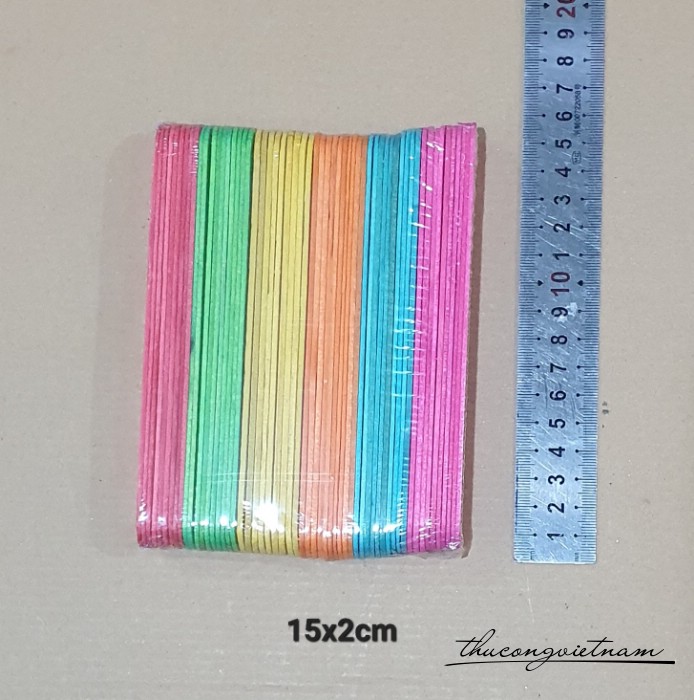 Que kem gỗ màu 15x2cm (50 que)
