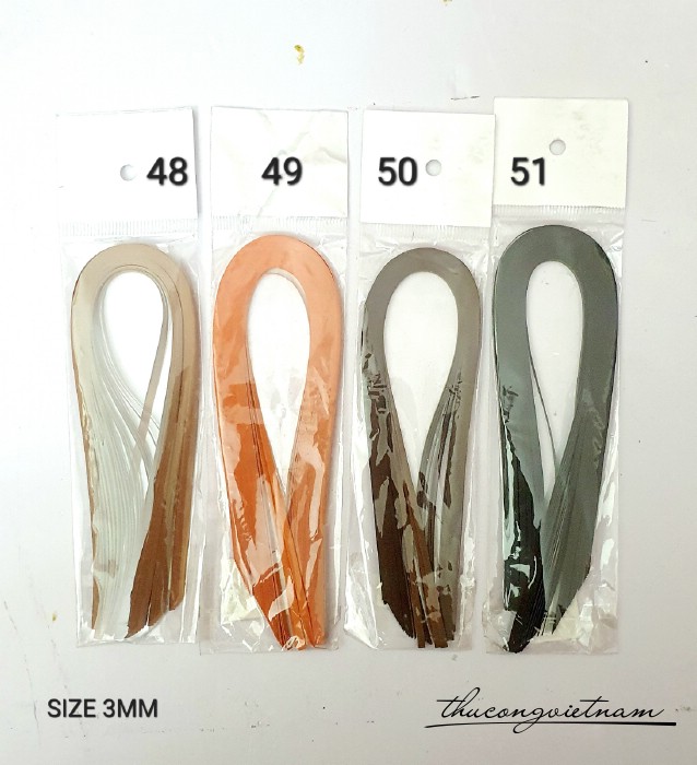 Giấy cuốn quilling 50 sợi 3mm*30cm - Tông nâu đen