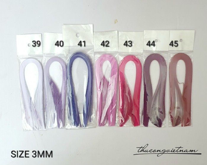 Giấy cuốn quilling 50 sợi 3mm*30cm - Tông tím hồng