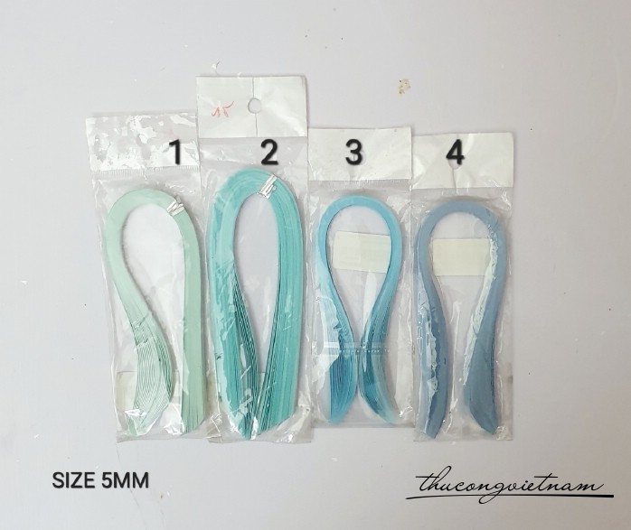 Giấy cuốn quilling 50 sợi 5mm*30cm - Tông xanh biển