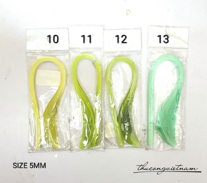 Giấy cuốn quilling 50 sợi 5mm*30cm - Tông xanh lá