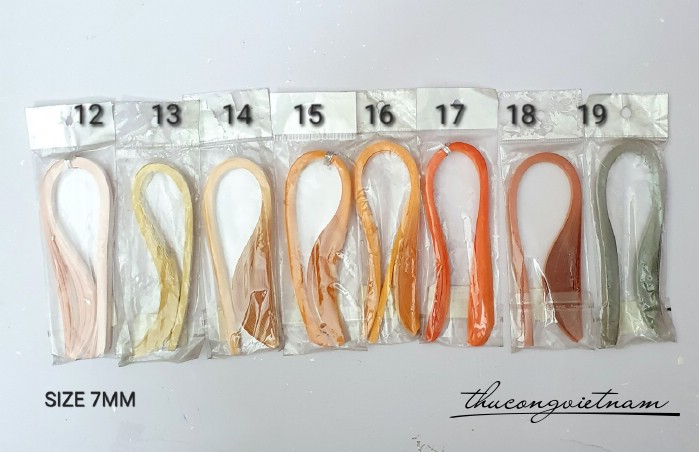 Giấy cuốn quilling 50 sợi 7mm*30cm - Tông vàng cam