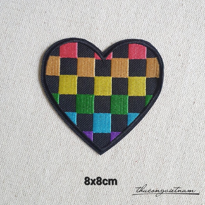 Miếng dán ủi Trái tim đủ màu 8x8cm