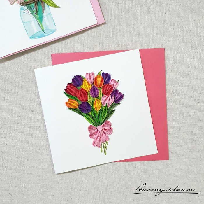 Thiệp quilling hoa - Mẫu 15
